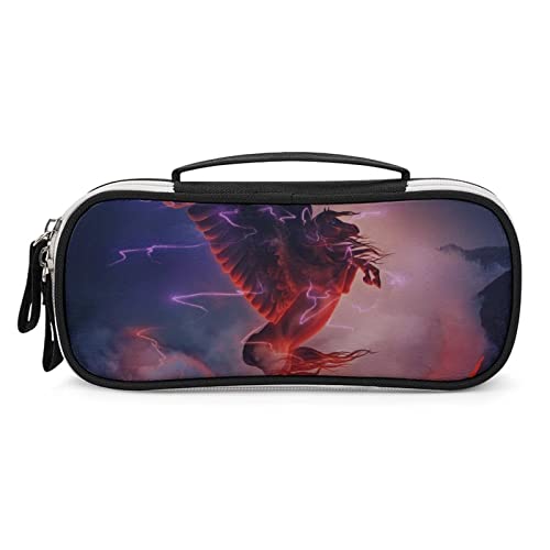 Lawenp Rotes Thunderbolt Pegasus-Federmäppchen, tragbare Stifttasche mit Reißverschluss, Reise-Make-up-Tasche, Schreibwaren-Organizer für das Heimbüro von Lawenp