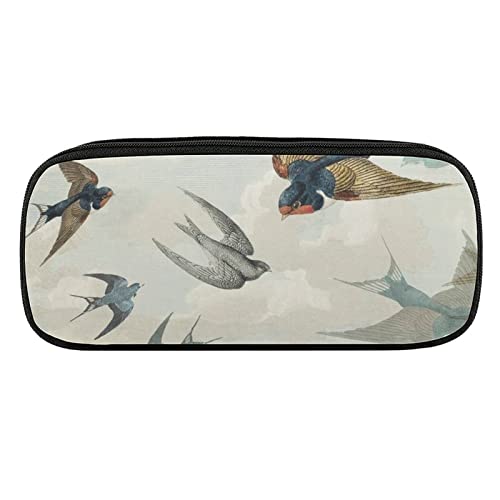 Lawenp Schwalben Federmäppchen aus PU-Leder, tragbare Kosmetik-Organizer-Tasche von Lawenp