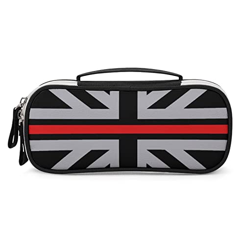 Lawenp Schwarze dünne rote Linie UK-Flagge, Federmäppchen, tragbare Stifttasche mit Reißverschluss, Reise-Make-up-Tasche, Schreibwaren-Organizer für das Heimbüro von Lawenp