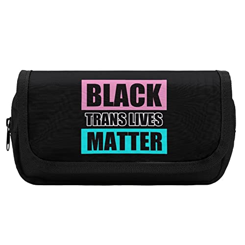 Lawenp Schwarzes Trans Lives Matter-Federmäppchen mit doppeltem Reißverschluss, Stifttasche, großes Fassungsvermögen, Stifthalter, Schreibwarentasche für Zuhause und Büro von Lawenp