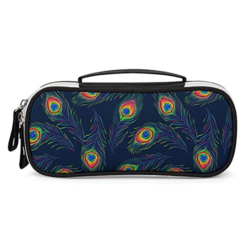 Lawenp Tragbares Federmäppchen mit Pfauenfedern, Tragetasche, Make-up-Tasche, Handtasche von Lawenp