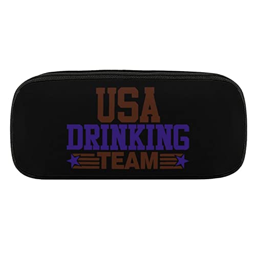 Lawenp USA Drinking Team Federmäppchen aus PU-Leder, tragbare Kosmetik-Organizer-Tasche von Lawenp