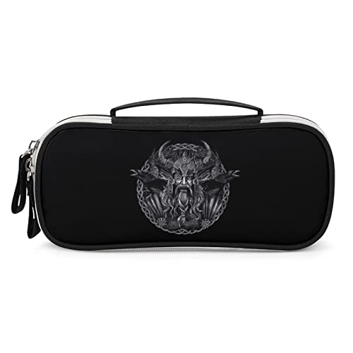 Lawenp Viking Odin Raven Federmäppchen, tragbare Stifttasche mit Reißverschluss, Reise-Make-up-Tasche, Schreibwaren-Organizer für das Heimbüro von Lawenp