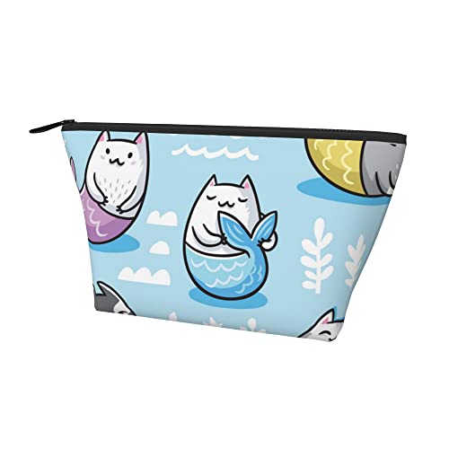 Leichte Make-up-Tasche für Damen, Katzen-Meerjungfrau-Kawaii, lustige Reise-Kosmetiktasche, tragbare Bleistifttasche mit robustem Reißverschluss für Büro, Schule, Uni Leichte Make-up-Tasche für Damen, Katzen-Meerjungfrau-Kawaii, lustige Reise-Kosmetiktasche, tragbare Bleistifttasche mit robustem Reißverschluss für Büro, Schule, Uni von Lawenp