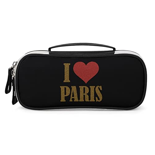 Love Paris Federmäppchen, tragbare Stifttasche mit Reißverschluss, Reise-Make-up-Tasche, Schreibwaren-Organizer für das Heimbüro von Lawenp