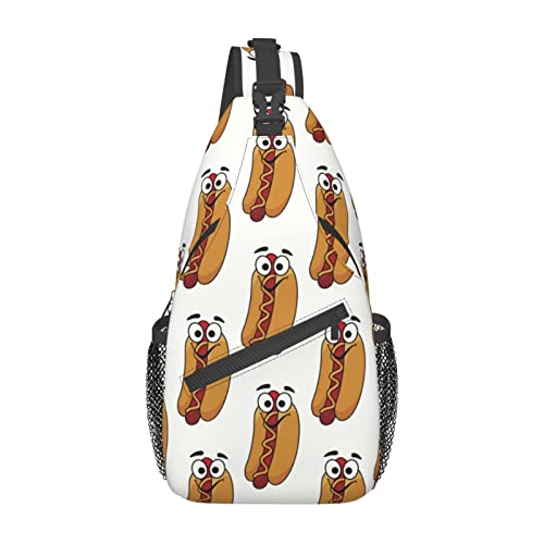 Lustige Hot Dog Liebhaber Muster Umhängetasche Wandern Daypack Crossbody Schulter Rucksack Reise Brusttasche für Männer Frauen von Lawenp