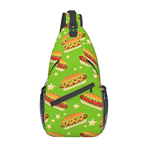 Lustige Hot Dog Liebhaber Muster Umhängetasche Wandern Daypack Crossbody Schulter Rucksack Reise Brusttasche für Männer Frauen von Lawenp