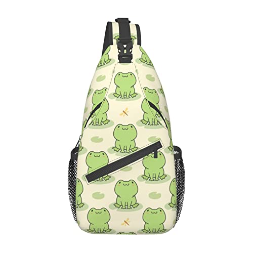 Lustige niedliche Frosch-Tier-Schultertasche, Wander-Tagesrucksack, Crossbody-Schulter-Rucksack, Reise-Brustrucksack für Männer und Frauen von Lawenp