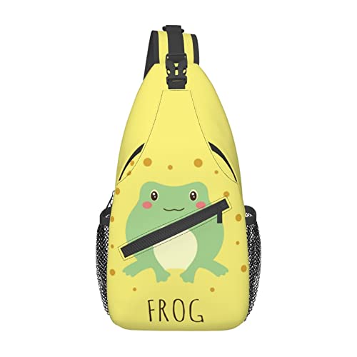Lustige niedliche Frosch-Tier-Schultertasche, Wander-Tagesrucksack, Crossbody-Schulter-Rucksack, Reise-Brustrucksack für Männer und Frauen von Lawenp