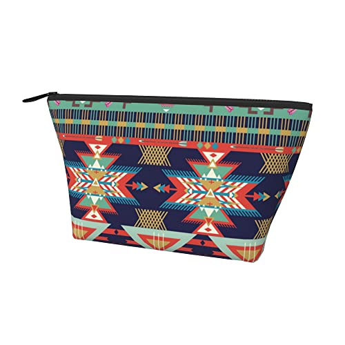 Make-up-Reise-Kosmetiktasche, Southwestern Aztec Native American Pink, lustige Mädchen-Bleistift-/Pinsel-/Münzenaufbewahrung, Stifthalter, Organizer mit robustem Reißverschluss von Lawenp