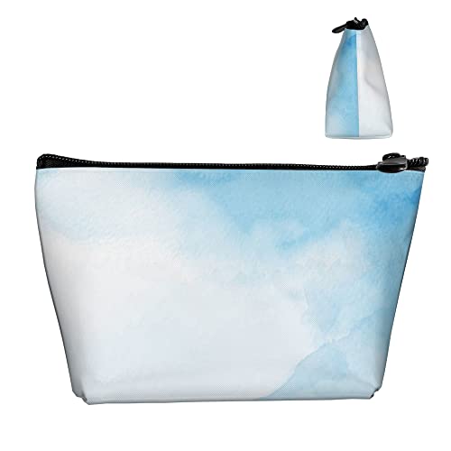 Make-up-Reise-Kosmetiktasche, abstraktes hellblaues Aquarell, lustige Mädchen-Bleistift-/Pinsel-/Münzenaufbewahrung, Stifthalter, Organizer mit robustem Reißverschluss von Lawenp