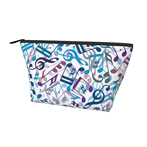 Make-up-Reise-Kosmetiktasche, Bunte abstrakte Musiknoten, lustige Mädchen-Bleistift-/Pinsel-/Münzenaufbewahrung, Stifthalter, Organizer mit robustem Reißverschluss von Lawenp