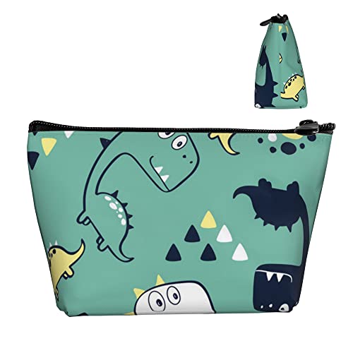 Make-up-Reise-Kosmetiktasche, lustiger Dinosaurier, Mintgrün, lustige Mädchen-Bleistift-/Pinsel-/Münzenaufbewahrung, Stifthalter, Organizer mit robustem Reißverschluss von Lawenp