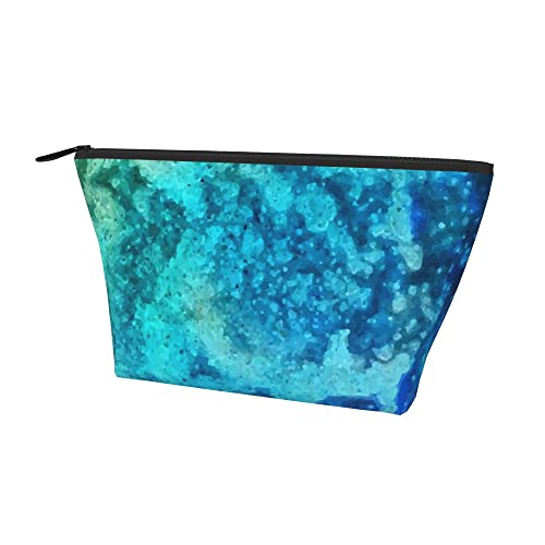 Modische Aufbewahrungstasche, Aquarell-Marmor-Türkis, kleine Kosmetiktasche mit glattem Reißverschluss, langlebiges, tragbares Make-up-Federmäppchen für Büro, Schule, Outdoor, täglich von Lawenp