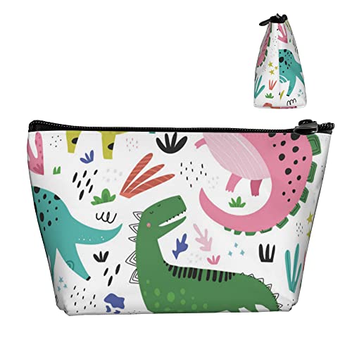 Modische Aufbewahrungstasche, niedliche Cartoon-Dinosaurier, kleine Kosmetiktasche mit glattem Reißverschluss, langlebiges, tragbares Make-up-Federmäppchen für Büro, Schule, Outdoor, täglich von Lawenp