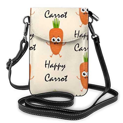 PU-Leder-Umhängetasche, Lotusblume Namaste Fashion Lady Handy Geldbörse Umhängetasche mit verstellbarem Riemen Happy Carrot von Lawenp