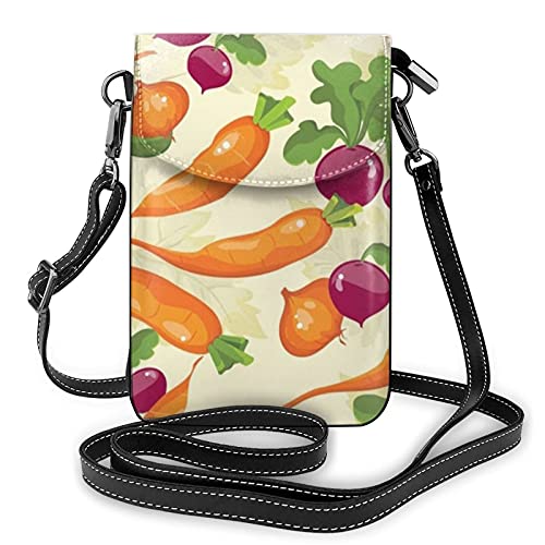 PU-Leder-Umhängetasche, niedliche Polka Dot Fashion Lady Handy Geldbörse Umhängetasche mit verstellbarem Riemen Cartoon Gemüse 0 von Lawenp