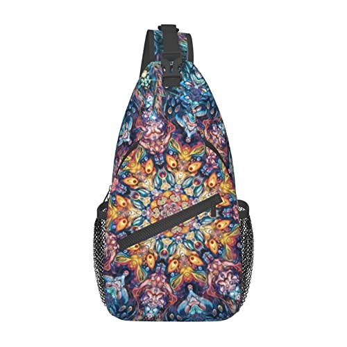 Psychedelic Tie Dye Sling Bag, Lässige Crossbody-Umhängetasche, Wander-Tagesrucksack, Crossbody-Schulterrucksack, Reise-Brustrucksack für Männer und Frauen von Lawenp