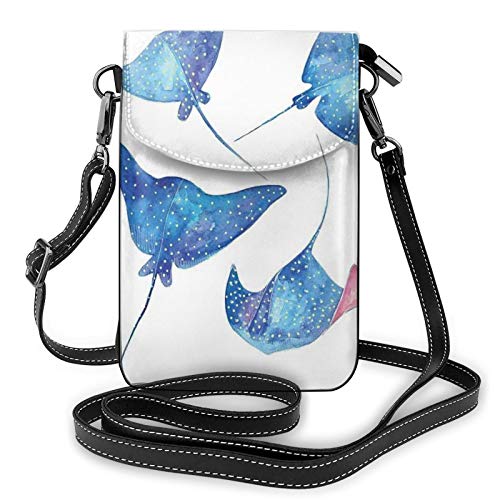Pu-Leder Umhängetasche, Meerestiere Stachelrochen Mode Dame Handy Geldbörse Umhängetasche mit verstellbarem Riemen Meerestiere Stachelrochen von Lawenp