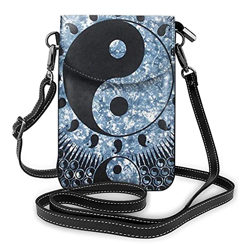 Pu-Leder-Umhängetasche, Ying-Yang-Diagramm Mode Dame Handy-Geldbörse Umhängetasche mit verstellbarem Riemen Ying-Yang-Diagramm von Lawenp