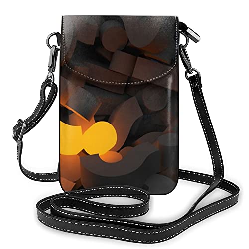 Pu-Leder-Umhängetasche, rote Fischschuppen-Mode-Damen-Handy-Geldbörse Crossbody mit verstellbarem Riemen Fragezeichen von Lawenp