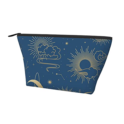 Reise-Make-up-Tasche, Trippy Sun Abstract Moon Kosmetiktasche, wasserdichter Reißverschluss, tragbare kleine Aufbewahrungstaschen für Frauen und Mädchen von Lawenp