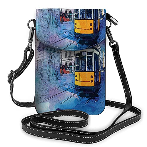 Santorini Landschaft Umhängetasche Handy Geldbörse Dorf Insel Griechenland Gebäude Meer ÄgäisWallet Handtasche von Lawenp