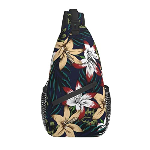 Schultertasche Blume Blumen Winter Blatt Wandern Daypack Crossbody Schulter Rucksack Reise Brusttasche für Männer Frauen von Lawenp
