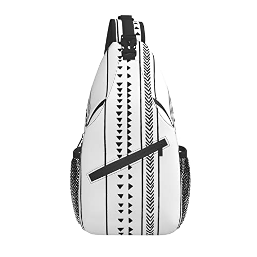 Schultertasche Boho Weiß Gestreift Wandern Daypack Crossbody Schulterrucksack Reise Brusttasche für Männer Frauen von Lawenp