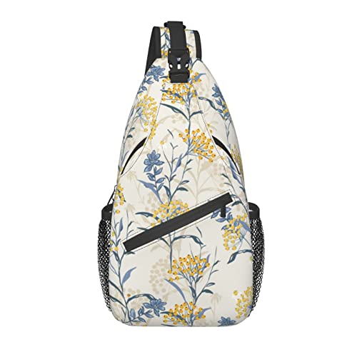 Schultertasche Herbst Gelb Beere Blume Blatt Wandern Daypack Crossbody Schulter Rucksack Reise Brusttasche für Männer Frauen von Lawenp