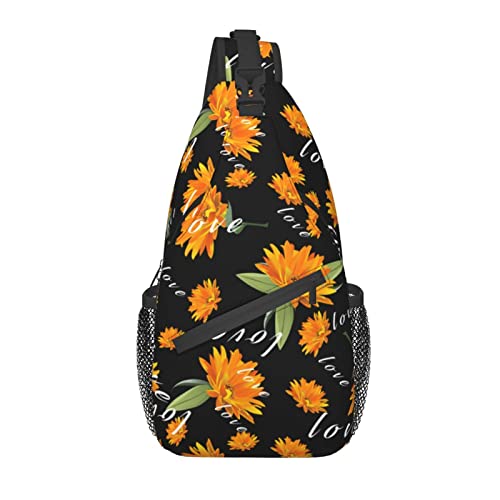 Schultertasche Sommer Blumen Liebe Blume Wandern Daypack Crossbody Schulter Rucksack Reise Brusttasche für Männer Frauen von Lawenp