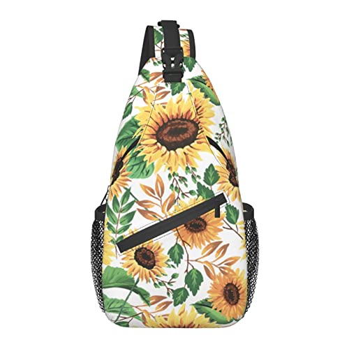 Schultertasche Sommer Sonnenblume Blatt Aquarell Blumen Wandern Daypack Crossbody Schulter Rucksack Reise Brusttasche für Männer Frauen Schultertasche Sommer Sonnenblume Blatt Aquarell Blumen Wandern Daypack Crossbody Schulter Rucksack Reise Brusttasche für Männer Frauen von Lawenp