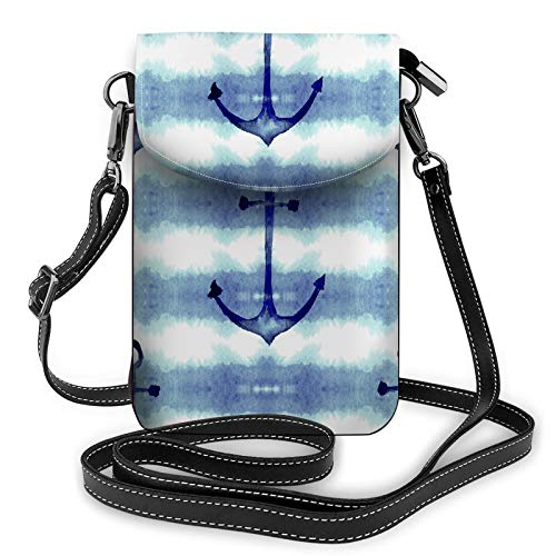 Sea Anchors and Stripes Crossbody-Handy-Geldbörse Marine Ocean Grapefruit Sailor Stripe BlueWallet Handtasche von Lawenp