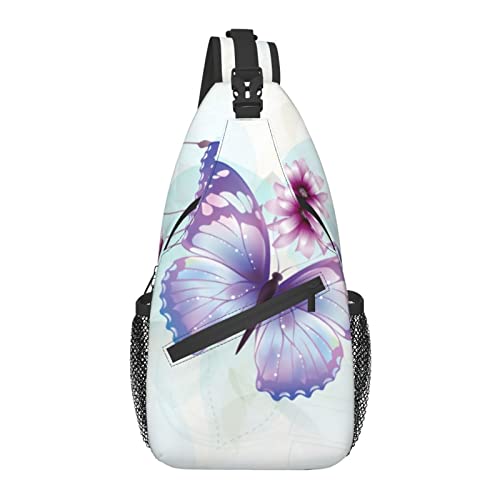 Sling Bag 3D Schmetterling Blume Marmor Wandern Daypack Crossbody Schulter Rucksack Reise Brusttasche für Männer Frauen von Lawenp