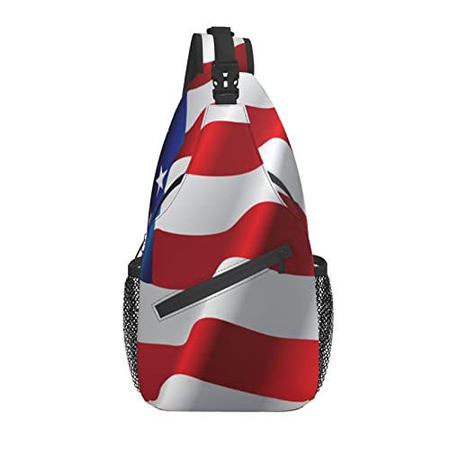 Sling Bag Amerikanische Flagge Wandern Daypack Crossbody Schulterrucksack Reise Brusttasche für Männer Frauen von Lawenp