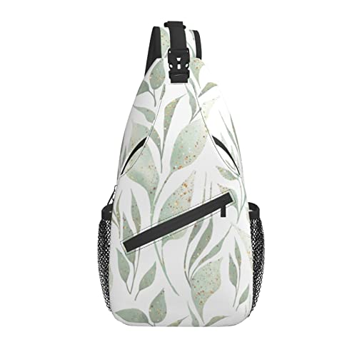 Sling Bag Aquarell Blatt Pastell Wandern Daypack Crossbody Schulter Rucksack Reise Brusttasche für Männer Frauen von Lawenp