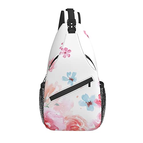 Sling Bag Aquarell Blume Abstrakt Wandern Daypack Crossbody Schulter Rucksack Reise Brusttasche für Männer Frauen von Lawenp