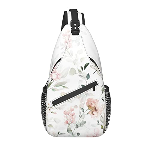 Sling Bag Aquarell Blume Baum Kolibri Botanisch Wandern Daypack Crossbody Schulter Rucksack Reise Brusttasche für Männer Frauen von Lawenp