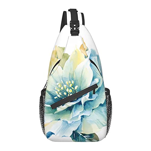 Sling Bag Aquarell Blume Blumen Wandern Daypack Crossbody Schulter Rucksack Reise Brusttasche für Männer Frauen von Lawenp