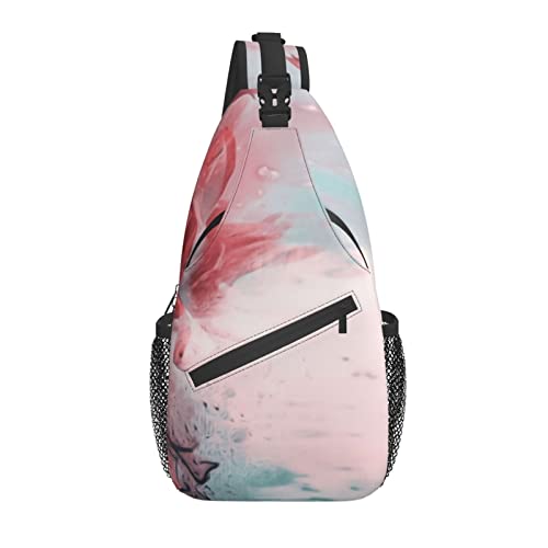 Sling Bag Aquarell Blumen Abstrakt Marmor Wandern Daypack Crossbody Schulter Rucksack Reise Brusttasche für Männer Frauen von Lawenp
