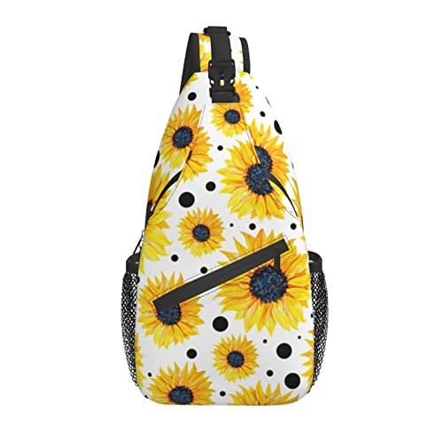 Sling Bag Aquarell Gelb Blume Punkt Sonnenblume Wandern Daypack Crossbody Schulter Rucksack Reise Brusttasche für Männer Frauen von Lawenp