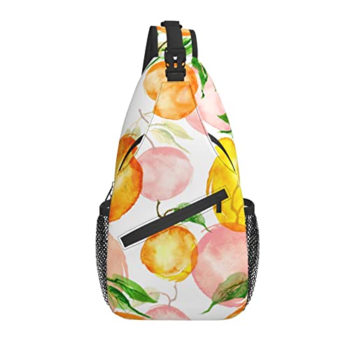 Sling Bag Aquarell Orange Blatt Wandern Daypack Crossbody Schulter Rucksack Reise Brusttasche für Männer Frauen von Lawenp