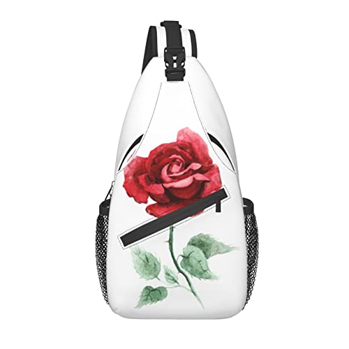 Sling Bag Aquarell Rot Rose Blumen Wandern Daypack Crossbody Schulter Rucksack Reise Brusttasche für Männer Frauen von Lawenp