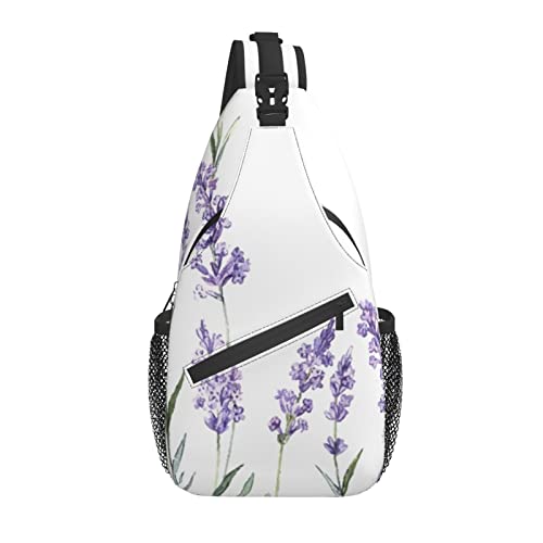 Sling Bag Aquarell Vintage Lavendel Blume Wandern Daypack Crossbody Schulter Rucksack Reise Brusttasche für Männer Frauen von Lawenp
