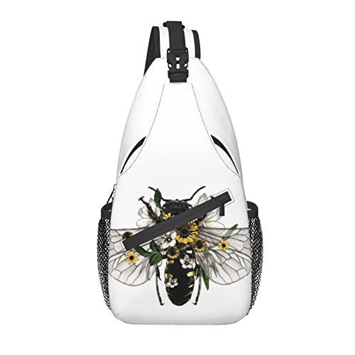 Sling Bag Biene Blumen Blume Wandern Daypack Crossbody Schulter Rucksack Reise Brusttasche für Männer Frauen von Lawenp