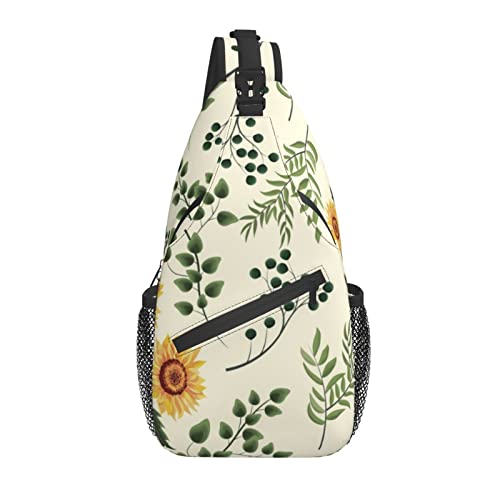 Sling Bag Blatt Blume Blumen Sommer Sonnenblume Wandern Daypack Crossbody Schulter Rucksack Reise Brusttasche für Männer Frauen von Lawenp