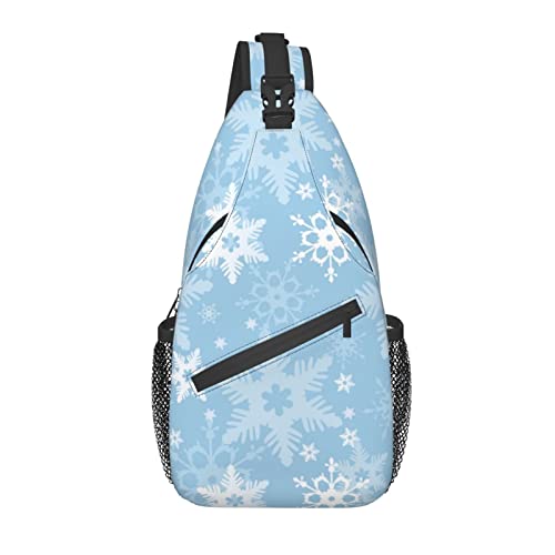 Sling Bag Blau Pastell Schneeflocke Winter Wandern Daypack Crossbody Schulter Rucksack Reise Brusttasche für Männer Frauen von Lawenp