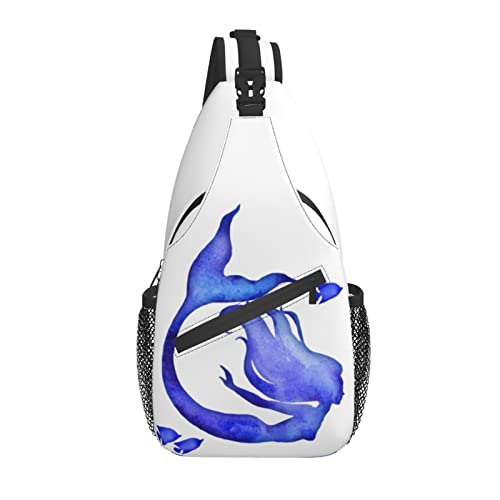 Sling Bag Blaue Meerjungfrau Fisch Aquarell Wandern Daypack Crossbody Schulterrucksack Reise Brusttasche für Männer Frauen von Lawenp