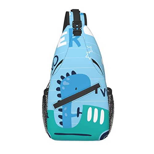 Sling Bag Blauer süßer Dinosaurier Dino Wandern Daypack Crossbody Schulterrucksack Reise Brusttasche für Männer Frauen von Lawenp