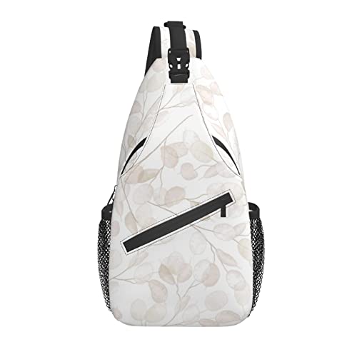 Sling Bag Blumen Aquarell Boho Weiß Wandern Daypack Crossbody Schulter Rucksack Reise Brusttasche für Männer Frauen von Lawenp